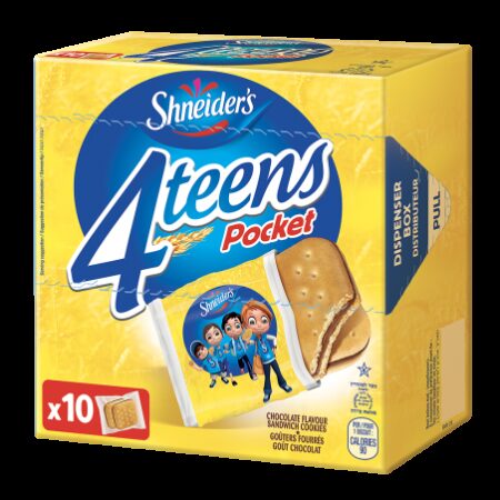 SHNEIDER'S: 4TEENS POCKET - BISCUITS CARRÉS FOURRÉS CHOCOLAT.
