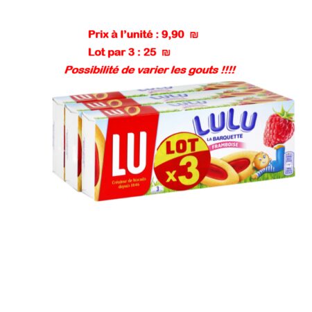 LU-LULU LA BARQUETTE LOT X 3 GOUT FRAMBOISE