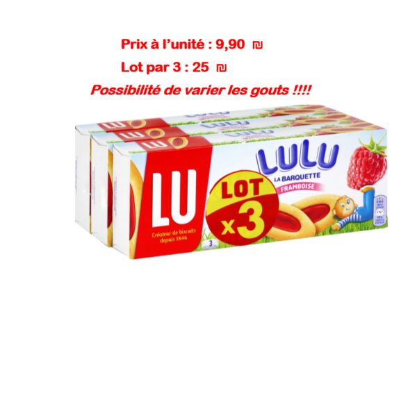 LU-LULU LA BARQUETTE LOT X 3 GOUT FRAMBOISE