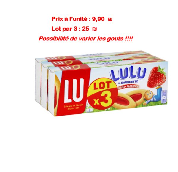 LU-LULU LA BARQUETTE LOT X 3 GOUT FRAISE